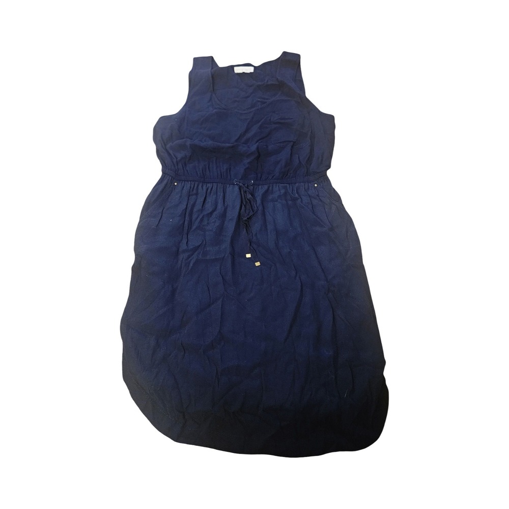 Edme & Esyllte Anthropologie‎ Navy Blue Sleeveless Drawstring Waist Pocket Dress
